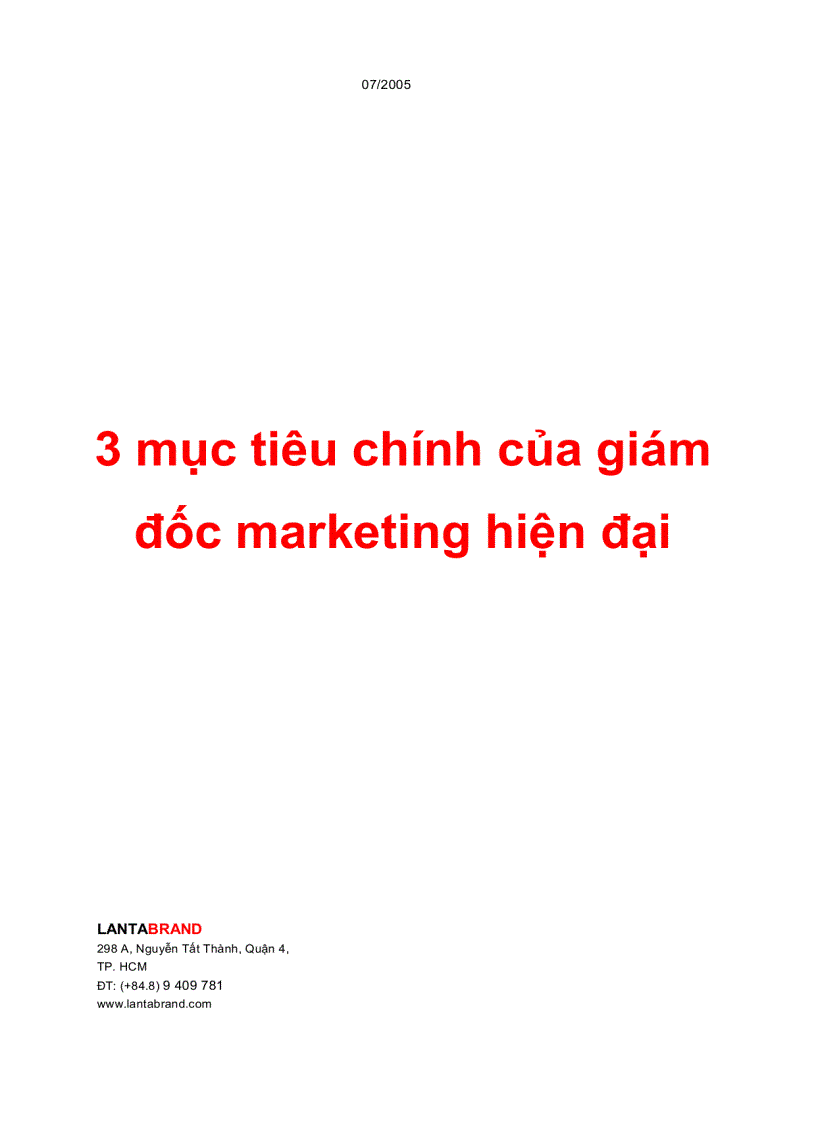 3 mục tiêu chính của giám đốc marketing hiện đại