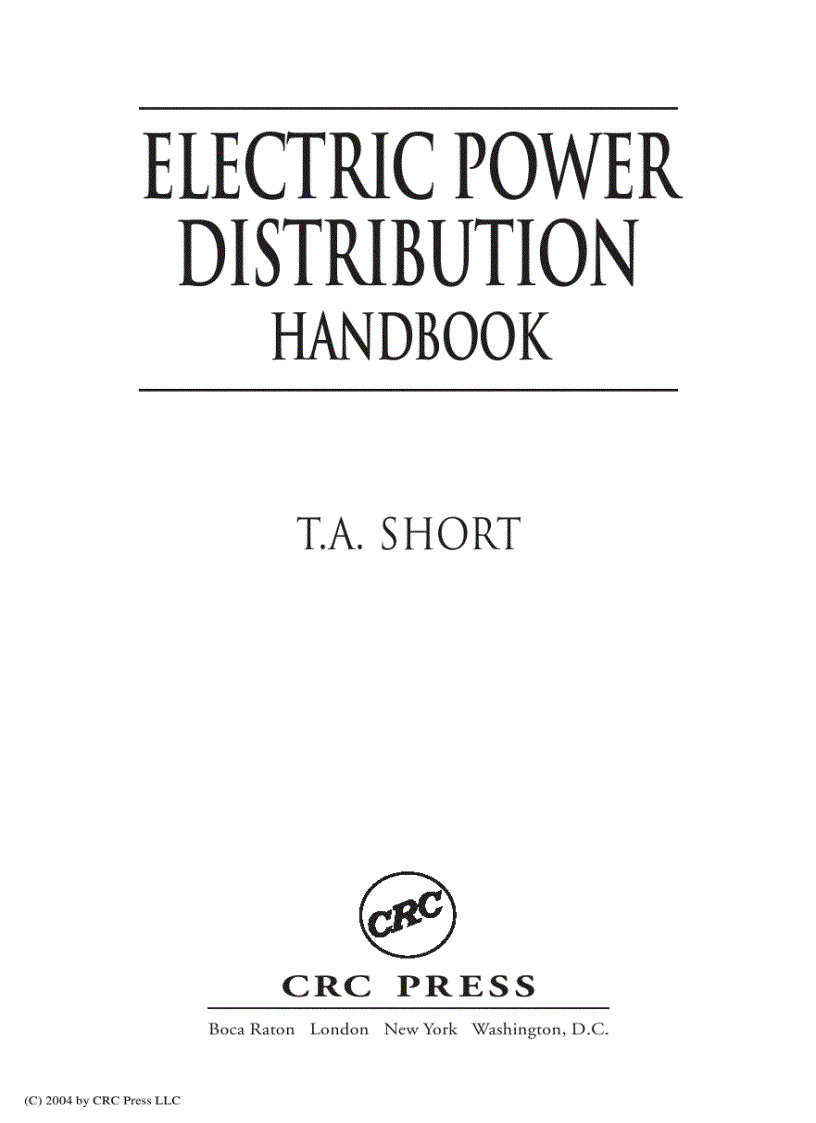 Electric Power Distribution Handbook