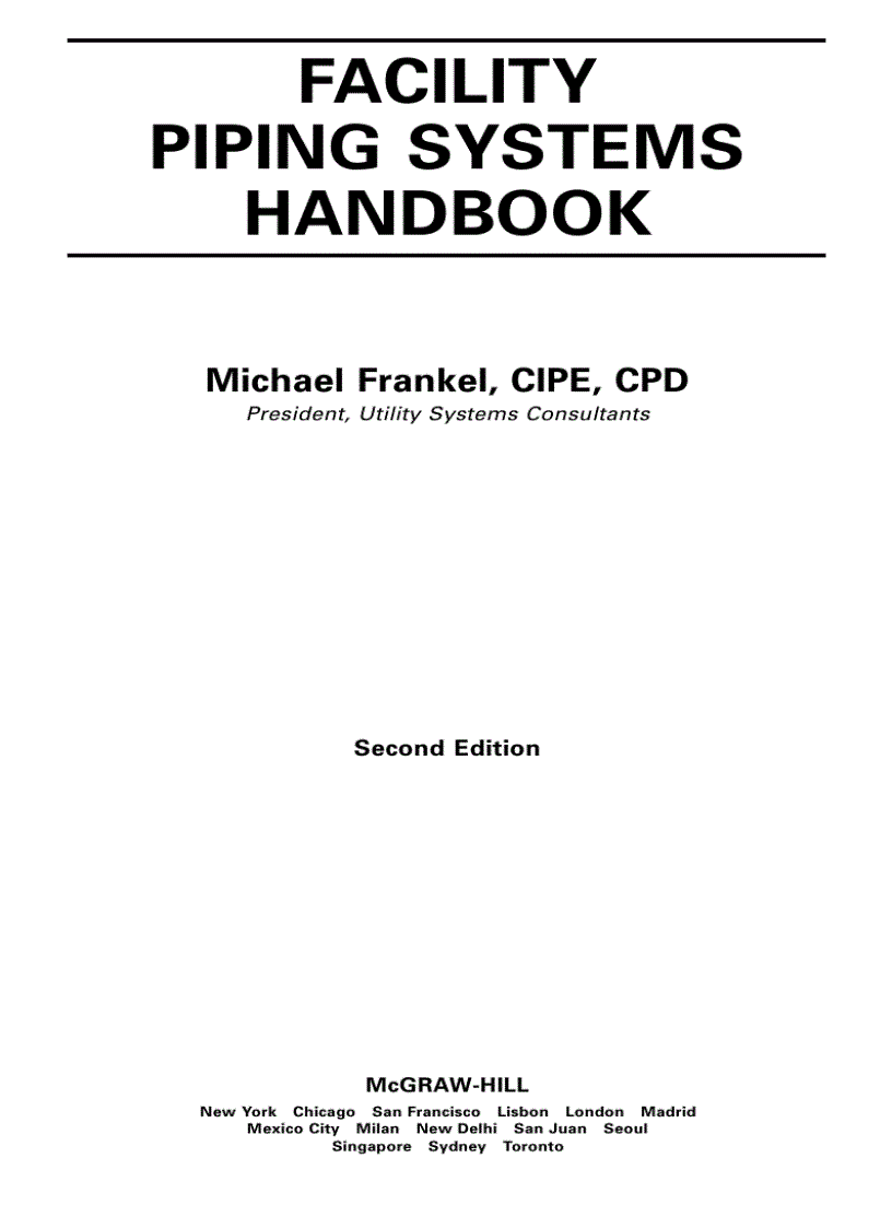 Facility Piping Systems Handbook