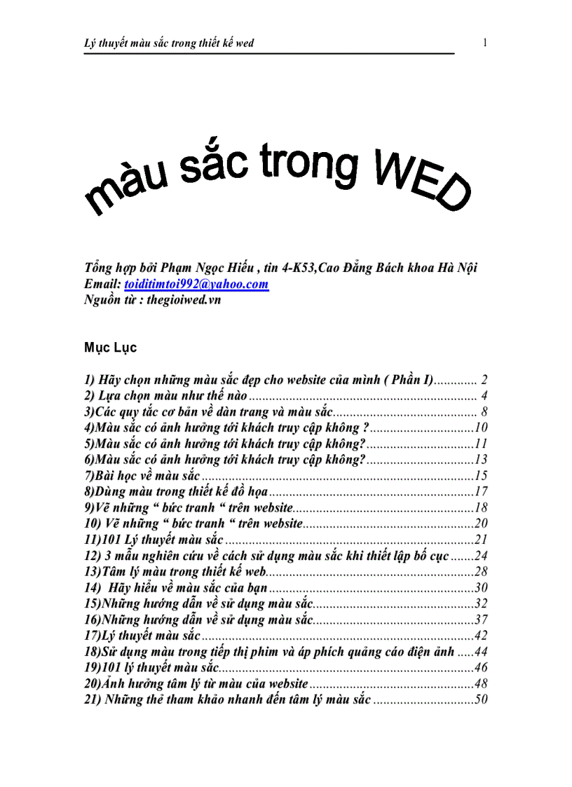 Lý thuyết màu sắc trong thiết kế wed