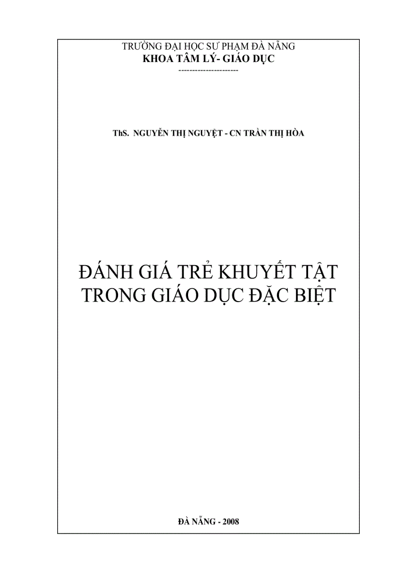 Đánh giá trẻ khuyết tật trong giáo dục đặc biệt