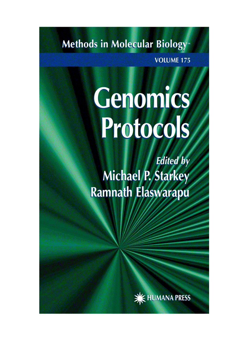 Genomics Protocols Methods in Molecular Biology