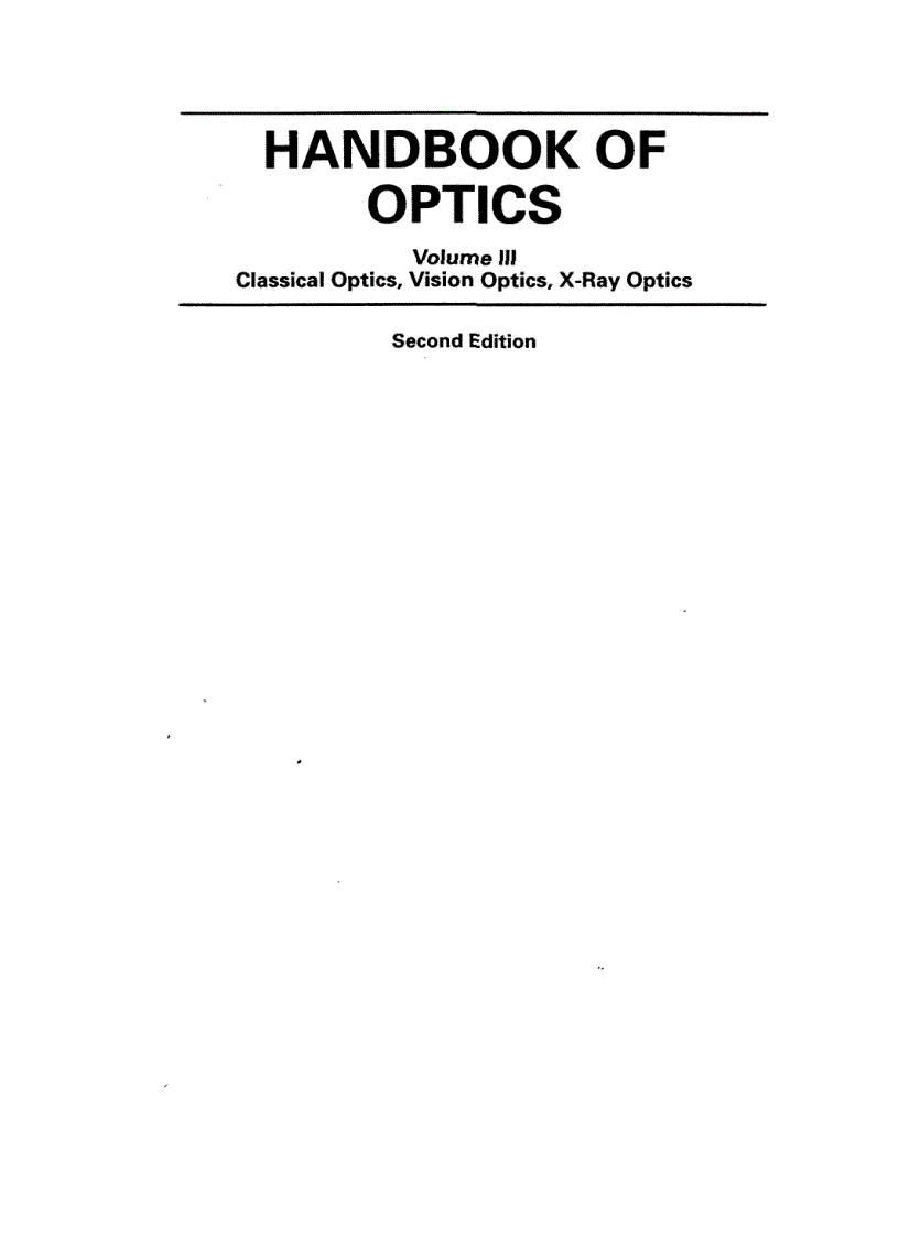 Handbook of Optics 2nd Edition Volume 3