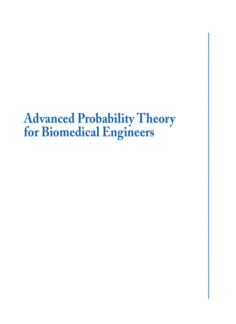 Advanced Probability Theory for Biomedical Engineers