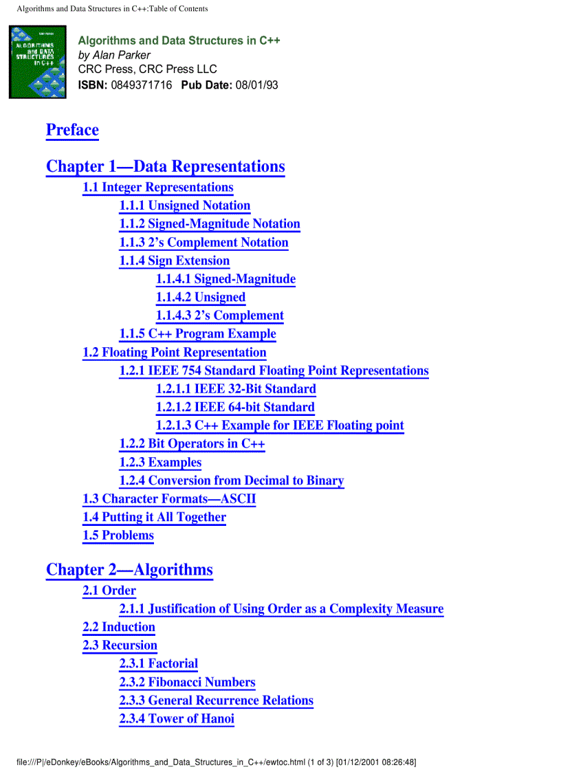 Algorithms and Data Structures in C by Alan Parker