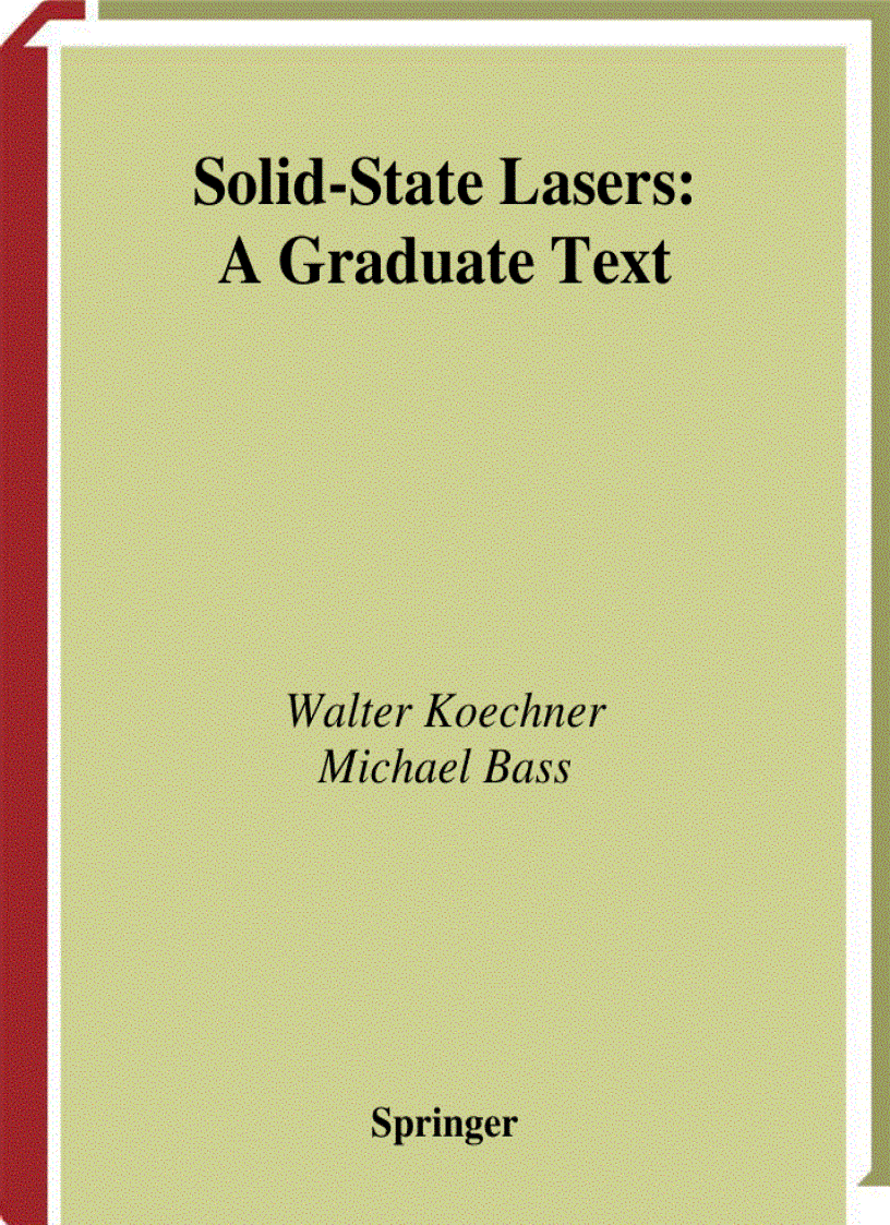 Solid State Lasers A Graduate Text