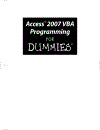 Access 2007 VBA Programming For Dummies