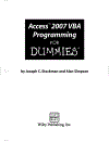 Access 2007 VBA Programming For Dummies