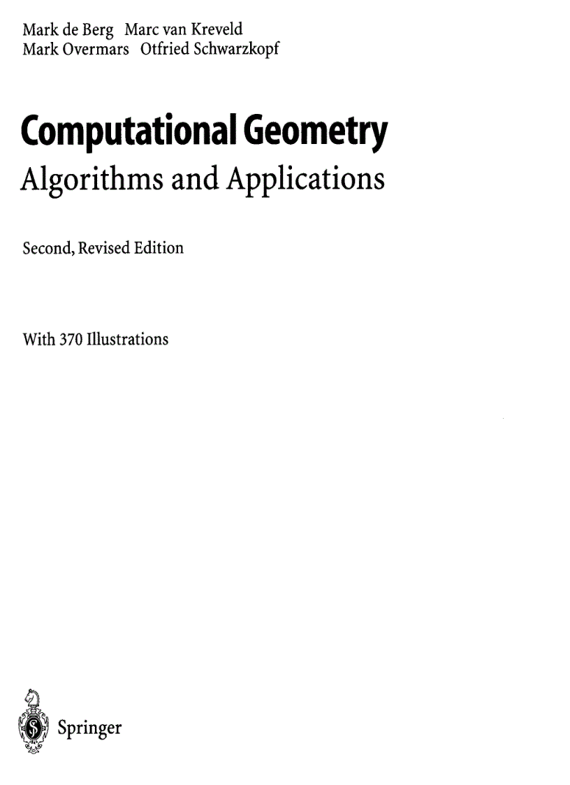 Computational Geometry Algorithms and Applications 2nd Edition