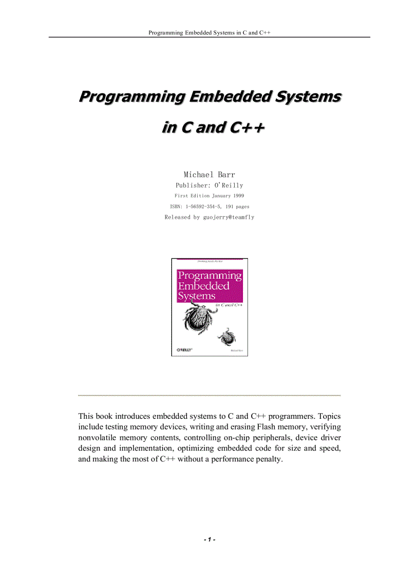 Programming Embedded Systems in C and C Jan 1999