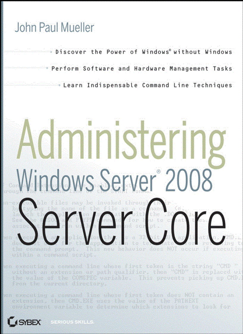 Administering Windows Server 2008 Server Core Jan 2008