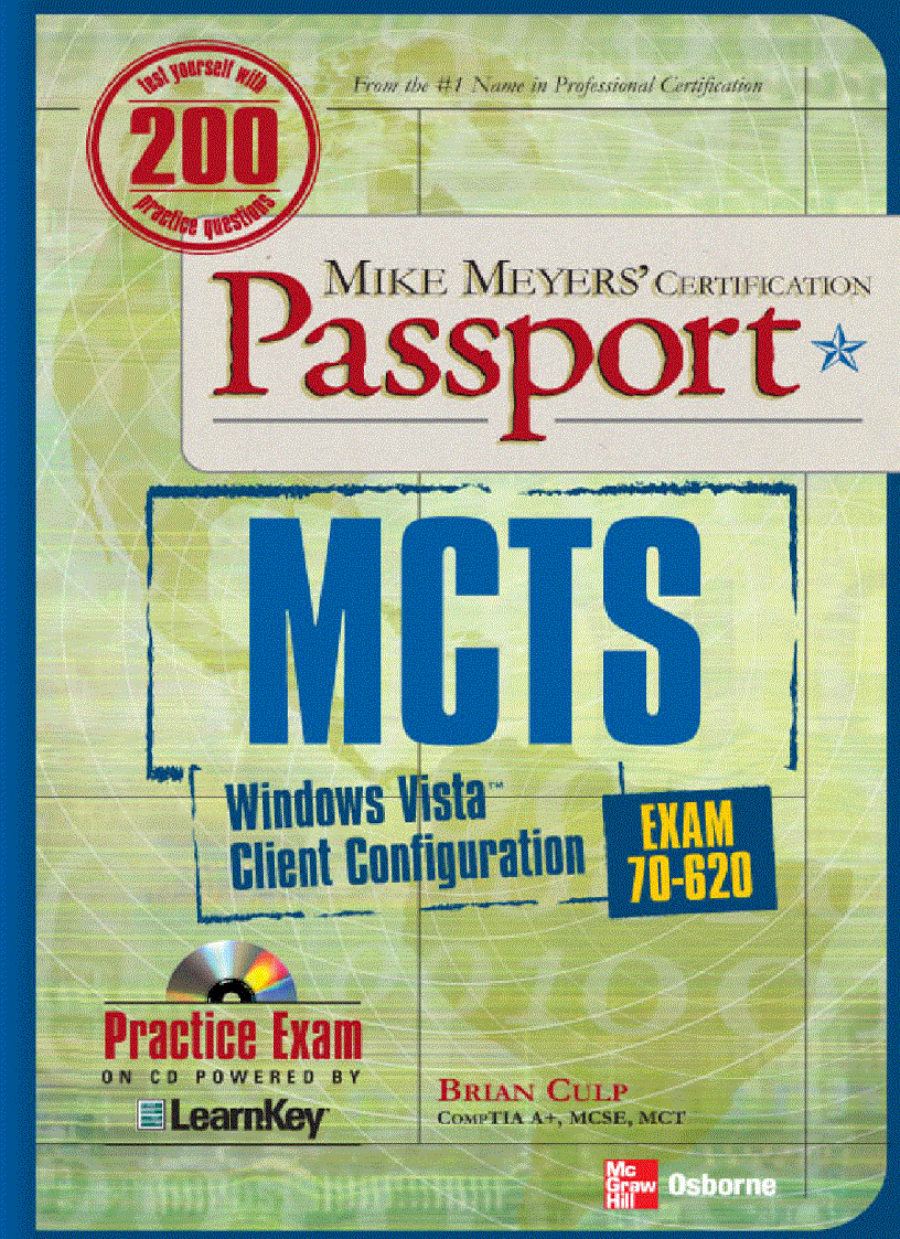 MCTS Windows Vista Client Configuration Passport Exam 70 620