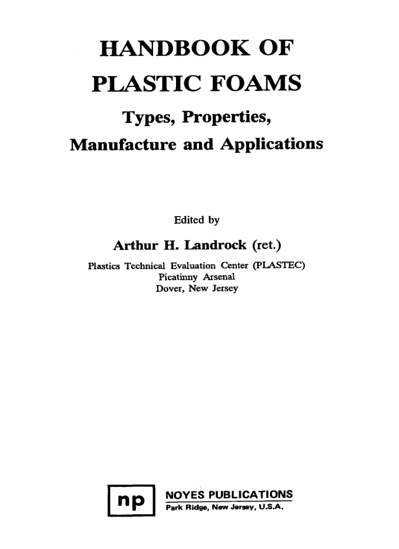 Handbook of Plastic Foams