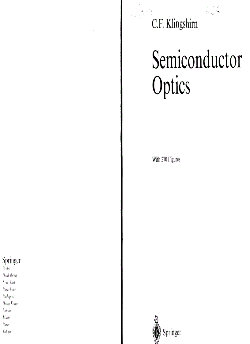 Semiconductor Optics 3rd Edition