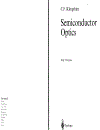 Semiconductor Optics 3rd Edition