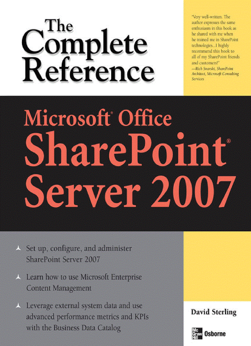 Microsoft Office SharePoint Server 2007 The Complete Reference Sep 2007