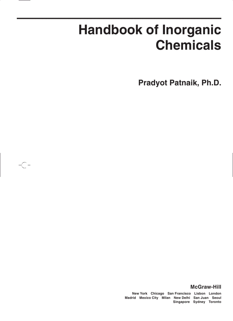 Handbook of Inorganic Chemicals 1st Edition