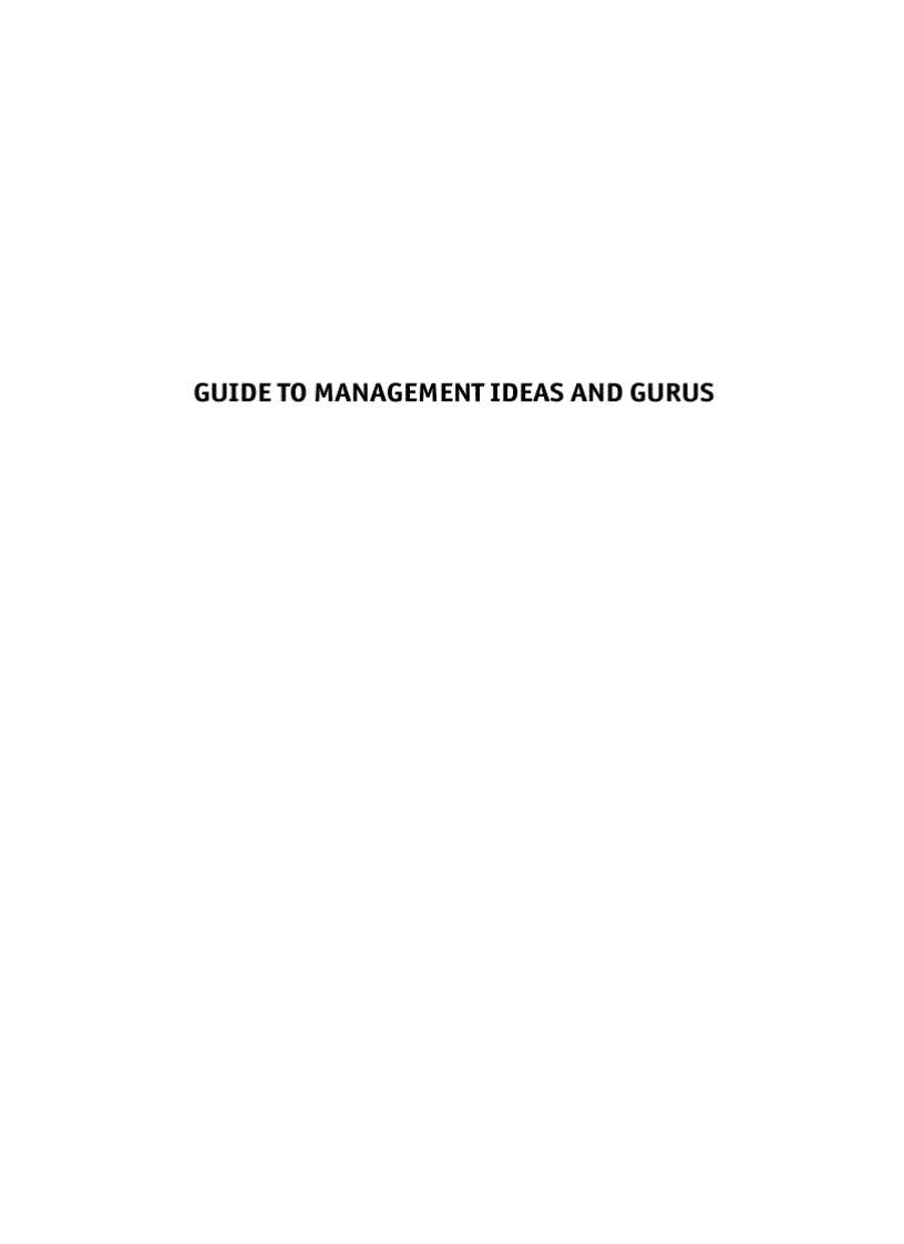 Guide to Management Ideas and Gurus