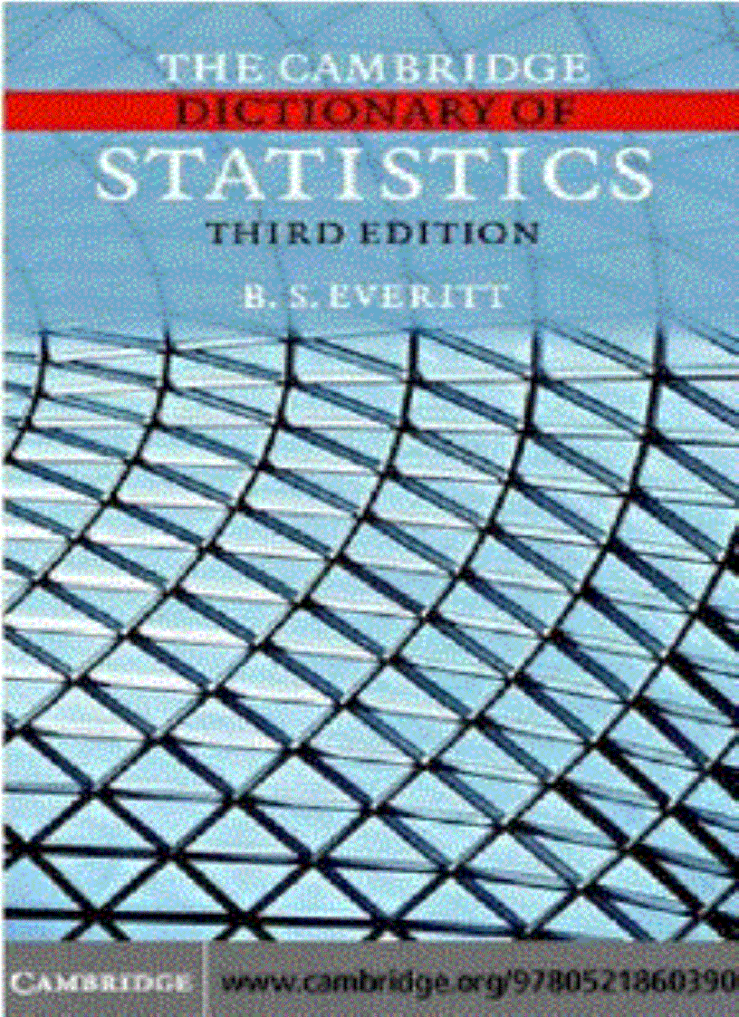 The Cambridge Dictionary of Statistics 3rd Edition