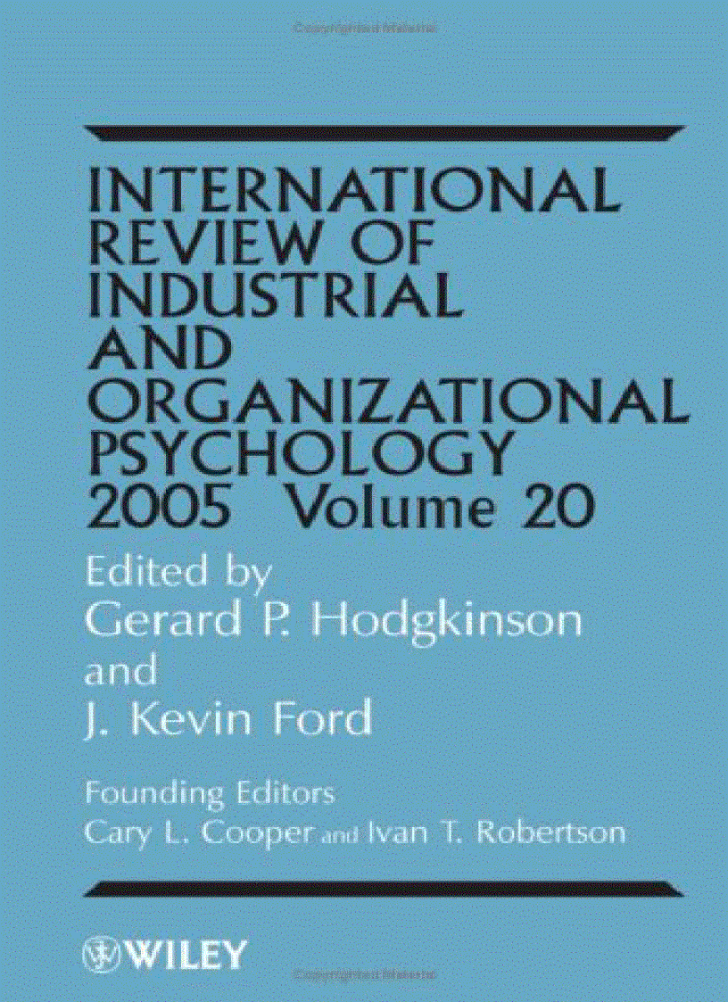 International Review of Industrial and Organizational Psychology 2005 Vol 20