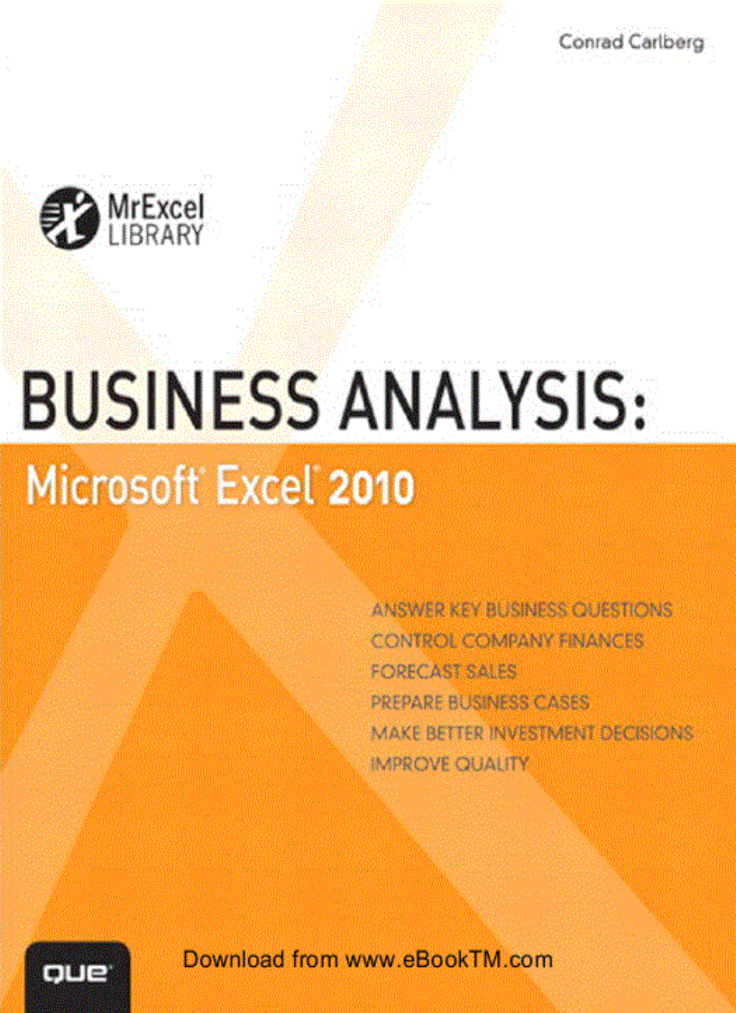 Business Analysis Microsoft Excel 2010 4th Revised Edition