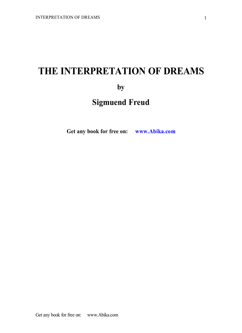 The Interpretation of Dreams