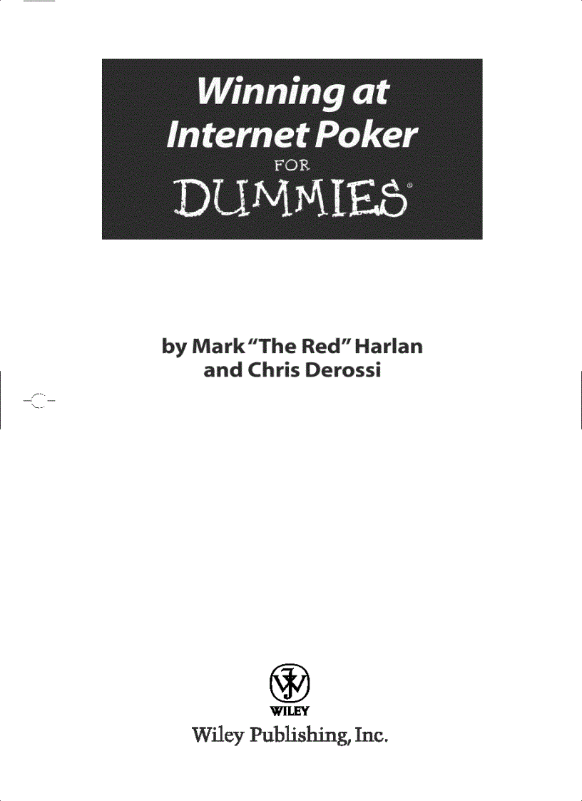 Winning at Internet Poker For Dummies