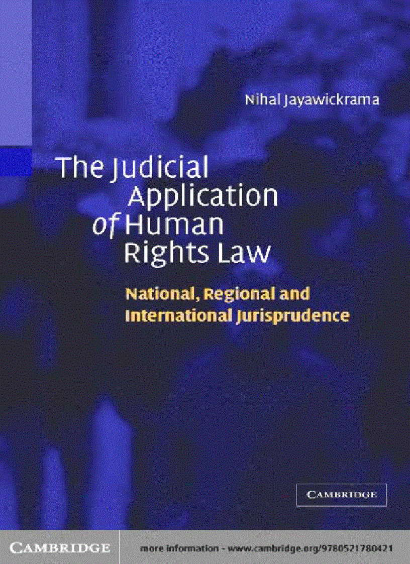 The Judicial Application of Human Rights Law