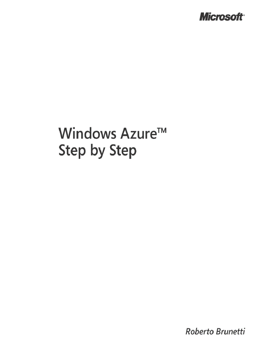 Microsoft Windows Azure Step by Step by Roberto Brunetti