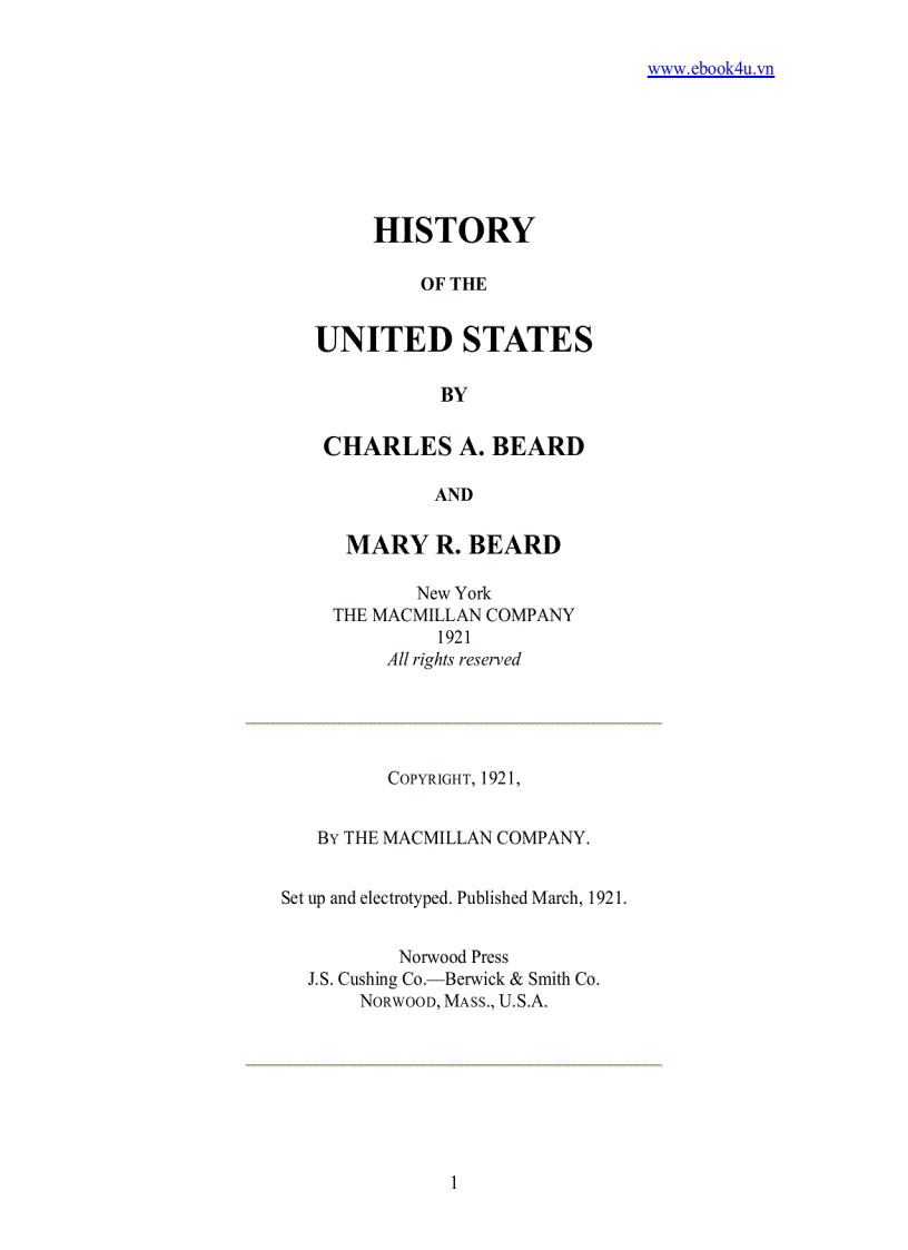 History of the United States by Charles A Beard