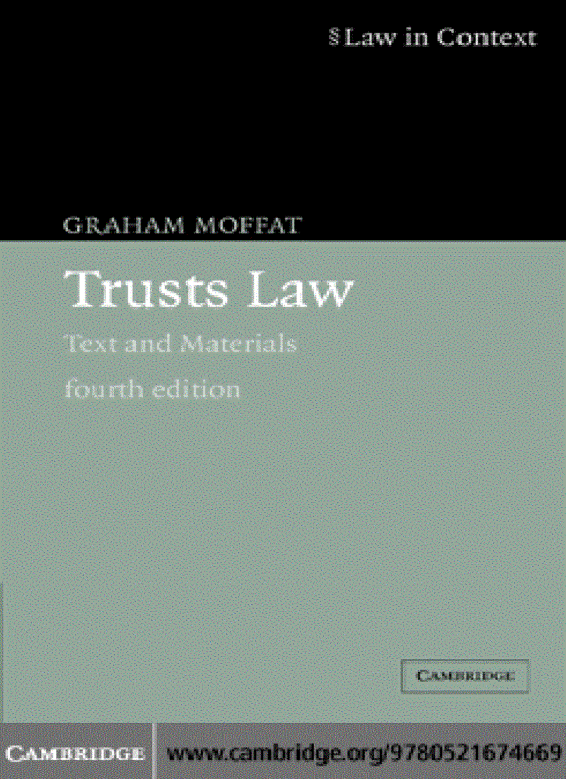 Trusts Law Text and Materials 4th Edition