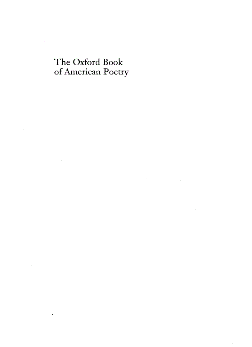 The Oxford Book of American Poetry