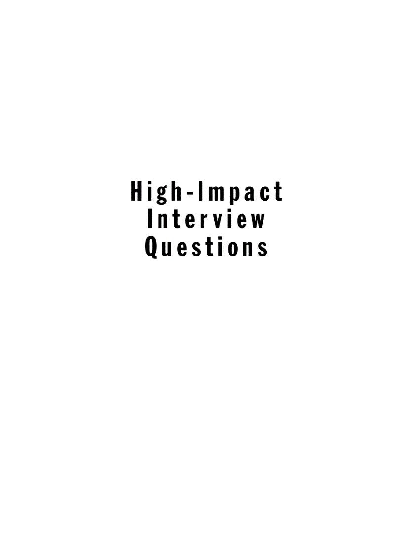 High Impact Interview Questions