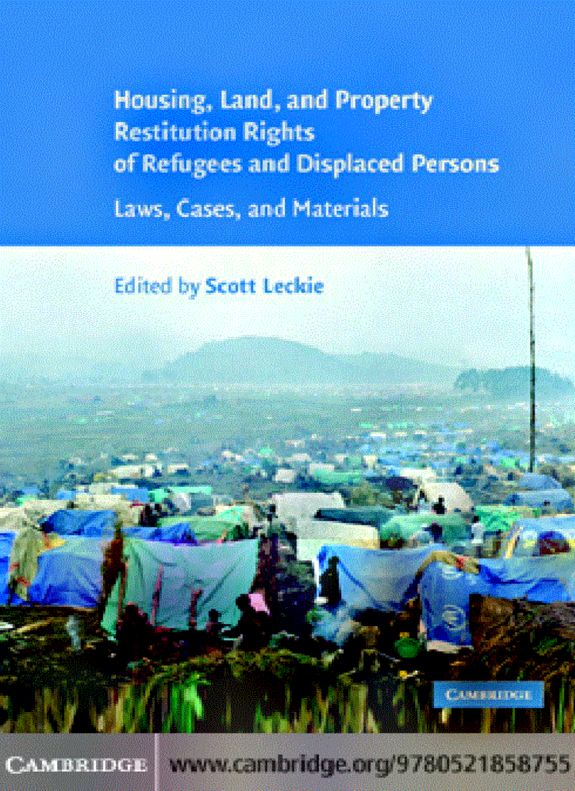 Housing and Property Restitution Rights of Refugees and Displaced Persons