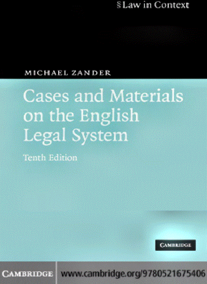 Cases and Materials on the English Legal System