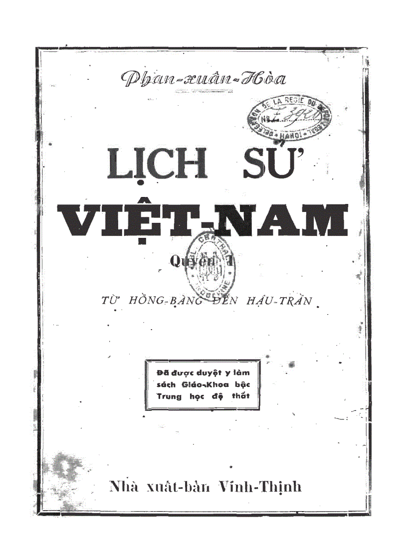 Lịch sử Việt Nam NXB Vĩnh Thịnh 1952