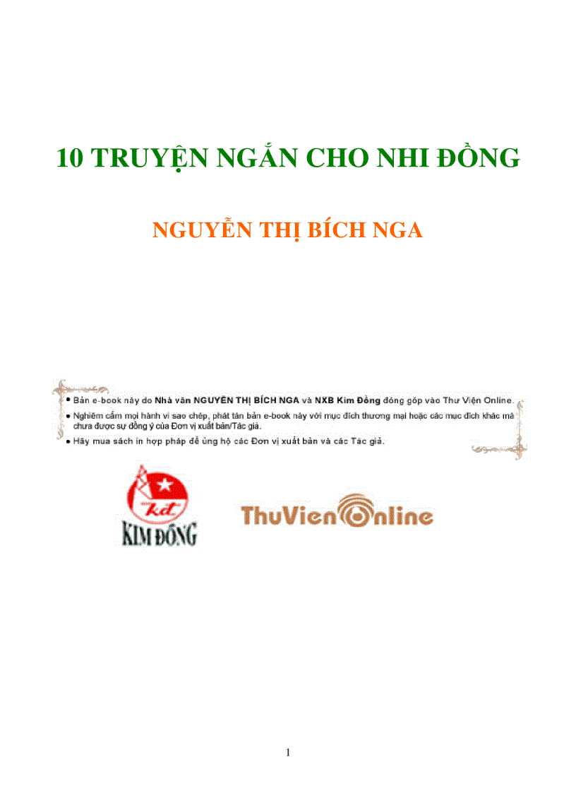 10 Truyện ngắn cho nhi đồng