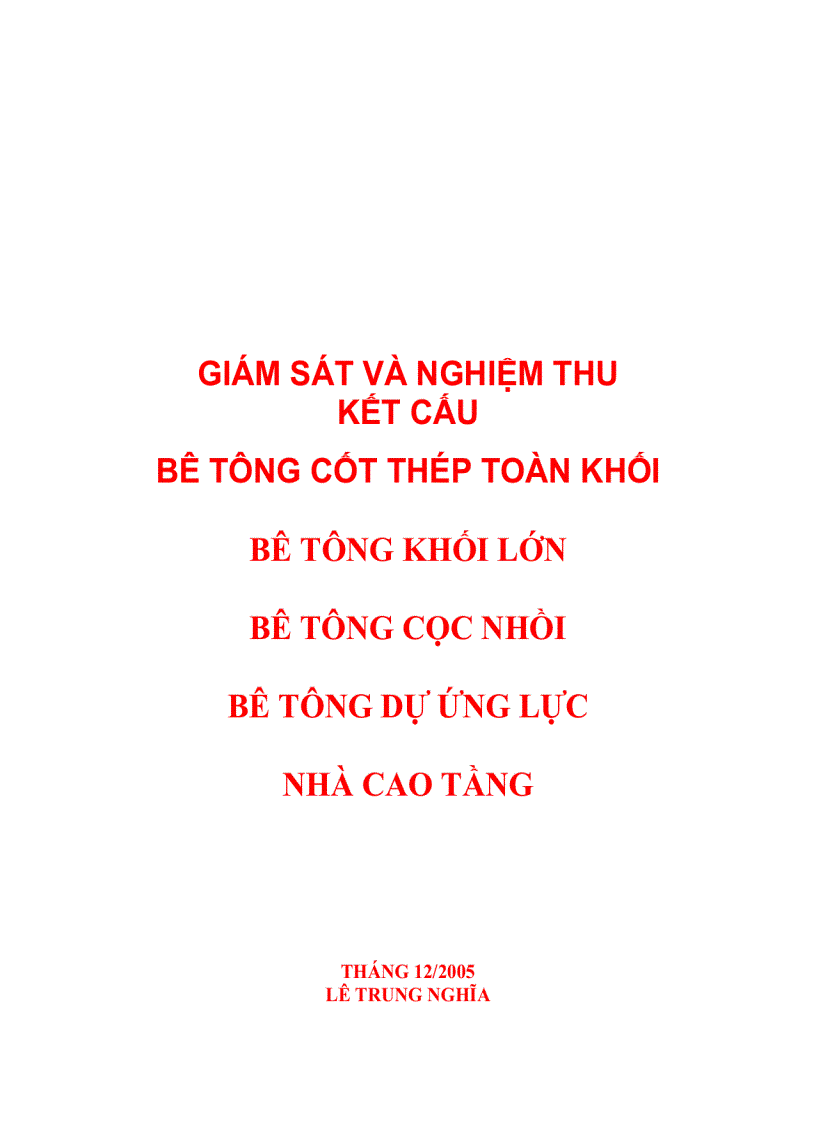 Giám sát và nghiệm thu kết cấu bê tông cốt thép toàn khối