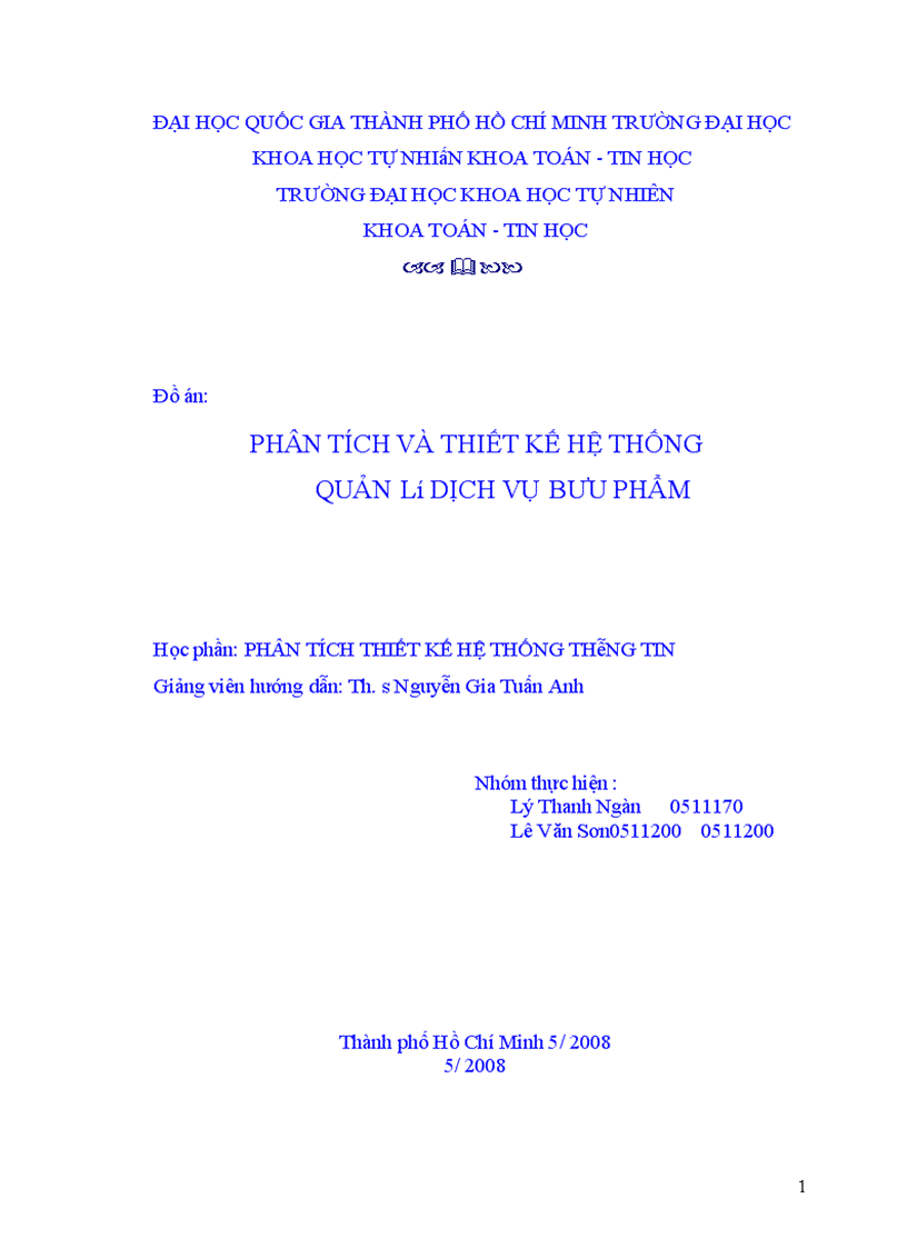 Hệ thống quản lí dịch vụ bưu phẩm