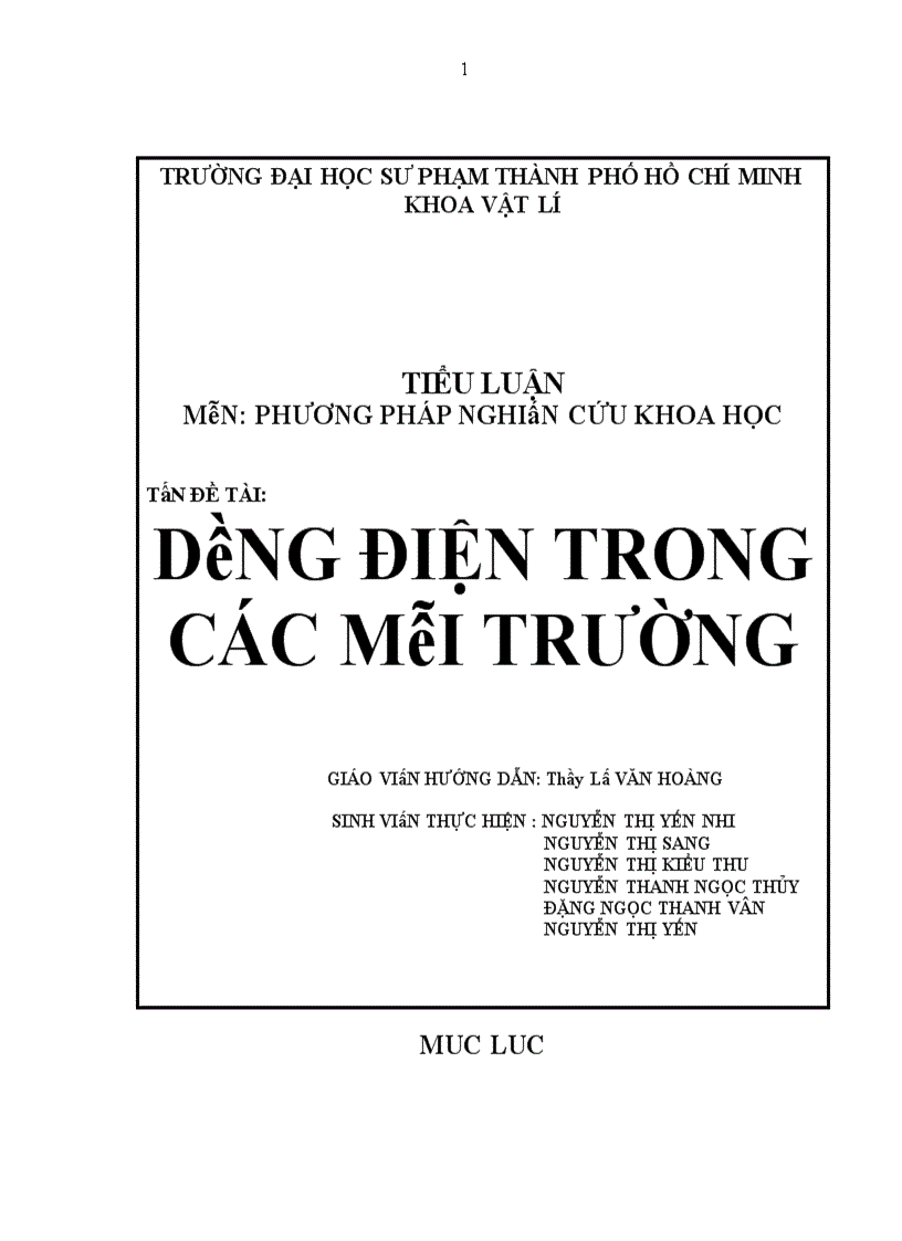 Dòng điện trong các môi trường