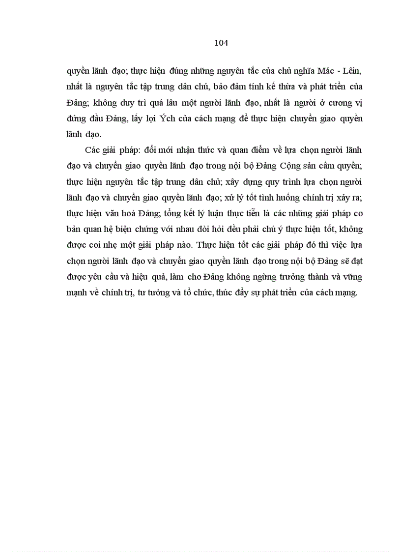 Thực tiễn vấn đề lựa chọn người lãnh đạo và chuyển giao quyền lãnh đạo trong nội bộ Đảng Cộng sản cầm quyền