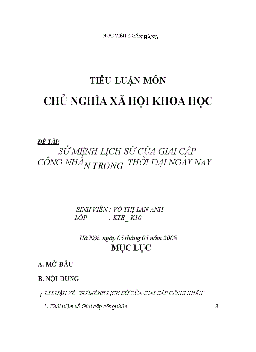 Sứ mệnh lịch sử của giai cấp công nhân trong thời đại ngày naY 1