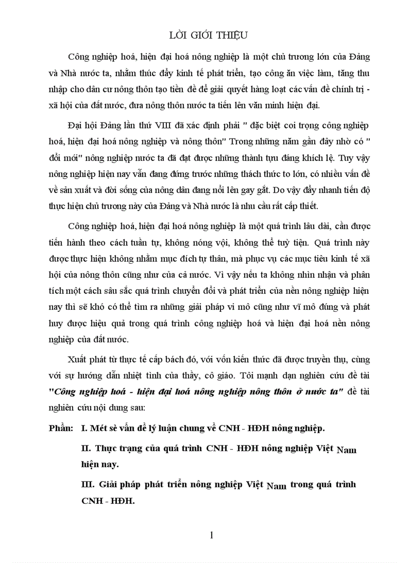 Công nghiệp hoá hiện đại hoá nông nghiệp nông thôn ở nước ta