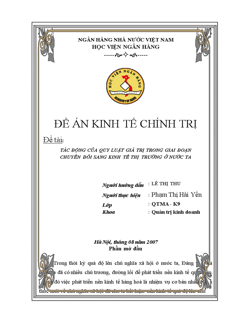 Tác động của quy luật giá trị trong giai đoạn chuyển đổi sang kinh tế thị trường ở nước ta