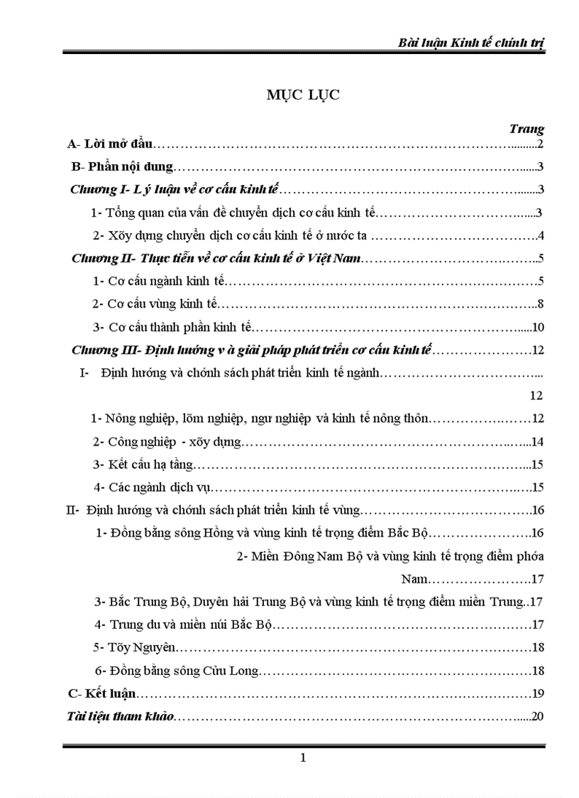 Định hướng và giải pháp phát triển cơ cấu kinh tế