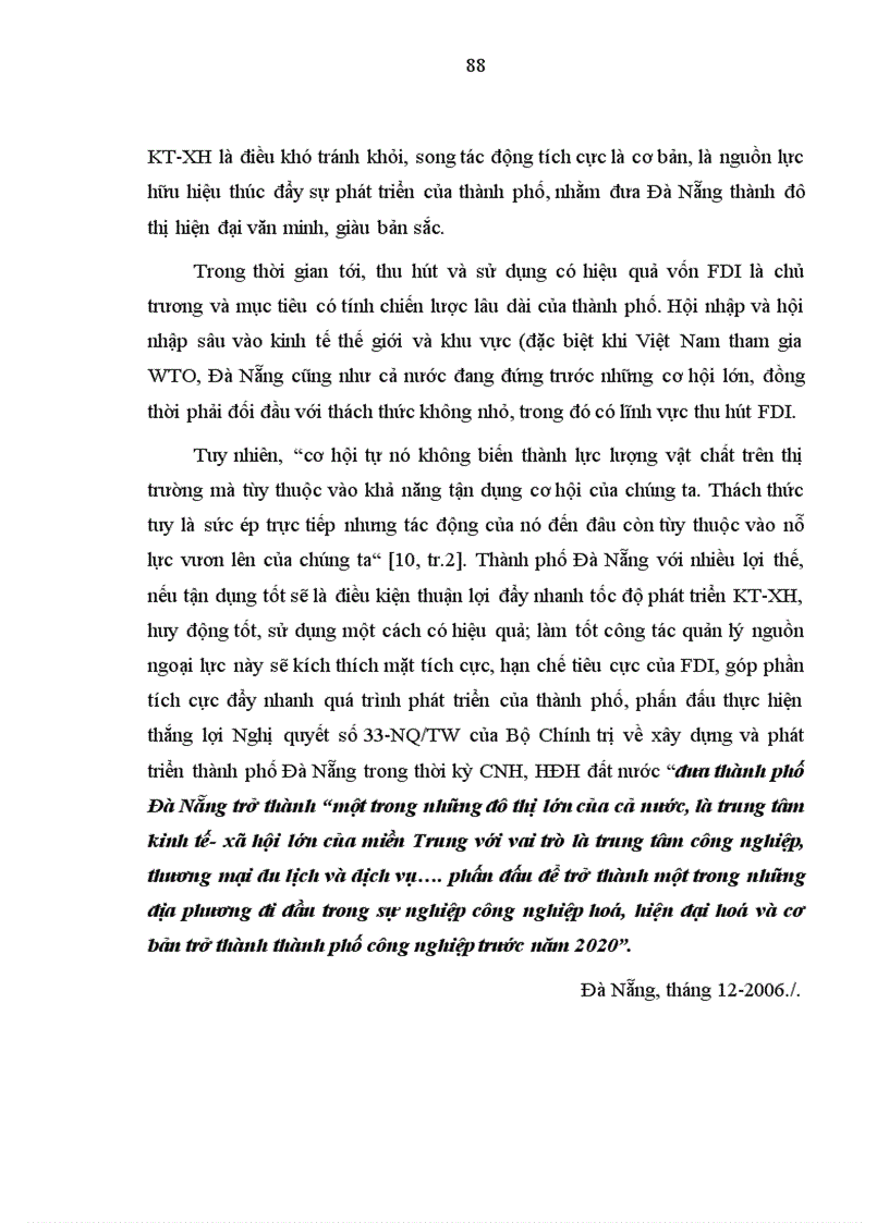 Tác động đầu tư trực tiếp nước ngoài vào phát triển KT-XH ở thành phố Đà Nẵng