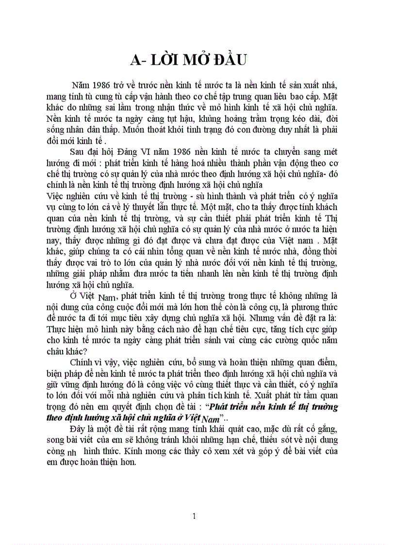 Phát triển nền kinh tế thị trường theo định hướng xã hội chủ nghĩa ở Việt Nam 1