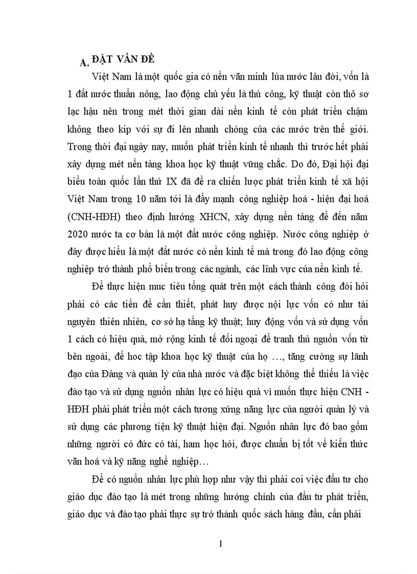 đào tạo và sử dụng nguồn nhân lực phục vụ cho sự nghiệp CNH HĐH ở Việt Nam