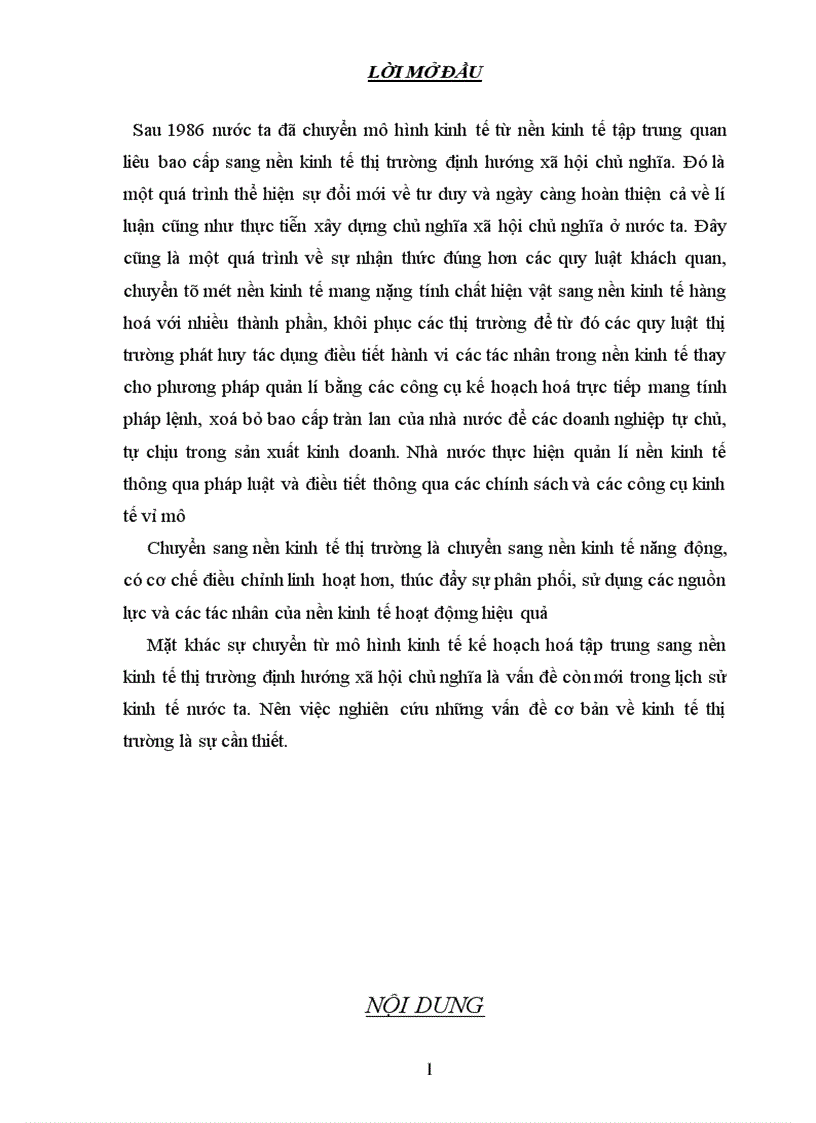 Sự chuyển đổi từ mô hình kinh tế kế hoạch hoá tập trung sang nền kinh tế thị trường định hướng Xã hội Chủ nghĩa