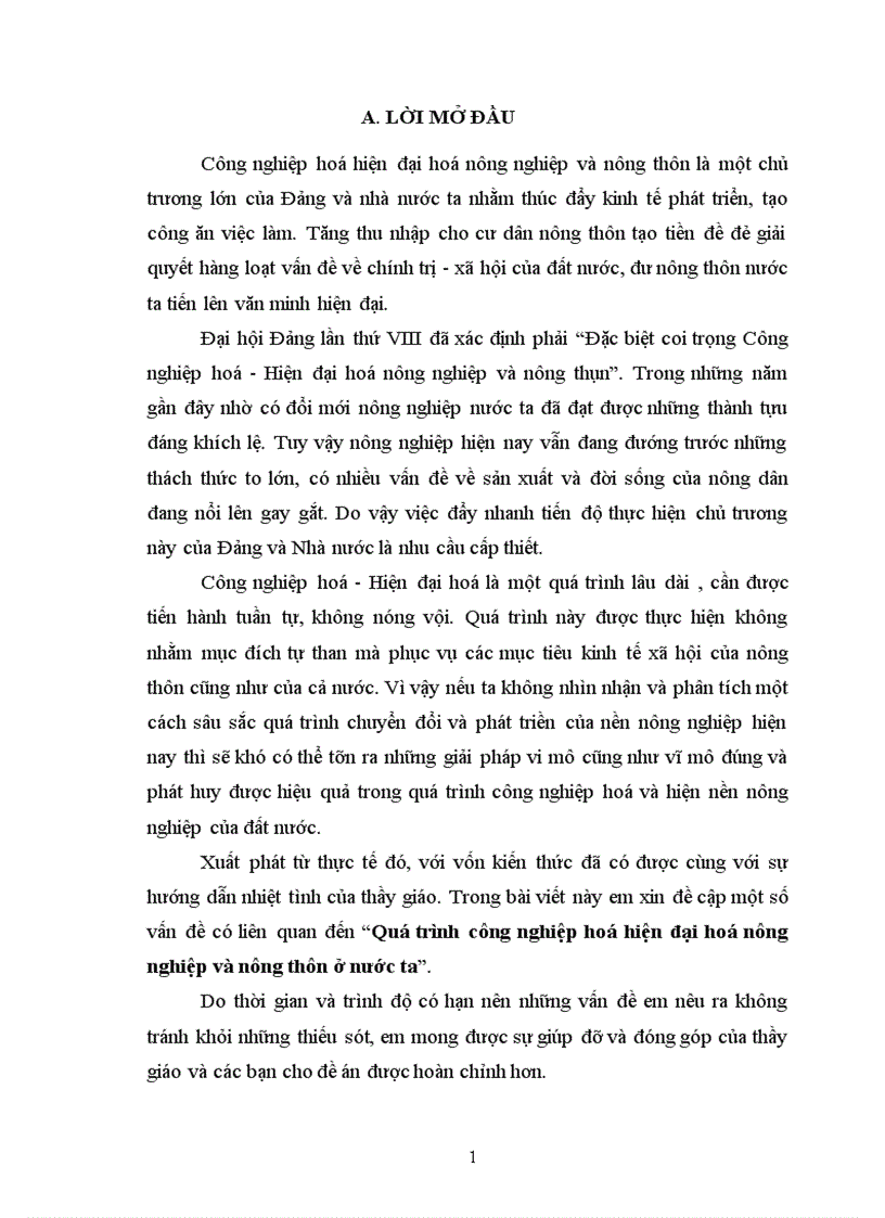 Quá trình công nghiệp hoá hiện đại hoá nông nghiệp và nông thôn ở nước ta 1